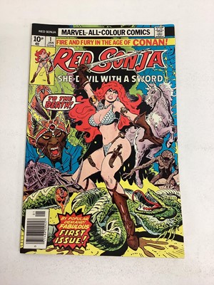 Lot 72 - Marvel comics Red Sonja, first solo series (1977 to 1979). Complete run from issues 1-15. Also to include Marvel feature presents Red Sonja issues 2-7 (1976). (21)