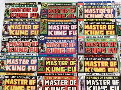 Lot 73 - Group of Marvel comics The hands of Shang-Chi, Master of Kung Fu (1974 to 1979). English and American price variants. Approximately 42 comics.