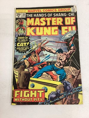 Lot 73 - Group of Marvel comics The hands of Shang-Chi, Master of Kung Fu (1974 to 1979). English and American price variants. Approximately 42 comics.