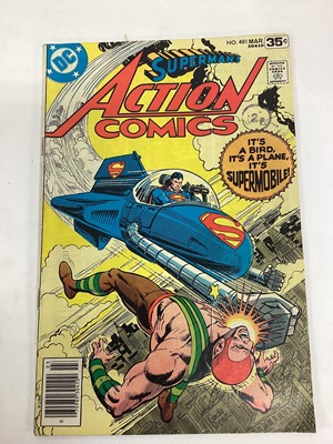 Lot 55 - Large quantity of 1970's DC Comics , Action Comics. To include #411 origin of Eclipso #481 1st appearance of Supermobile