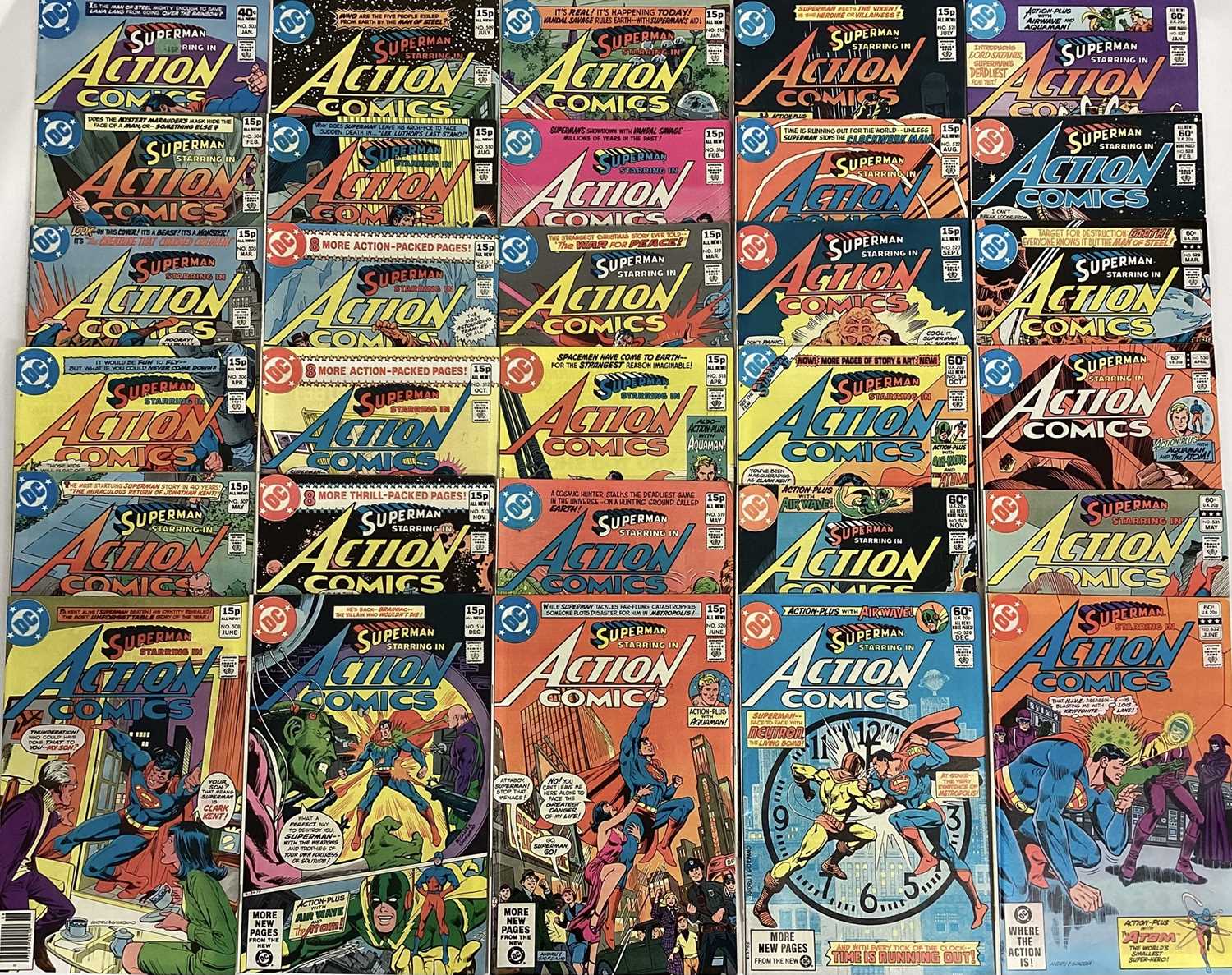 Lot 56 - Large quantity of 1980's DC Comics, Action Comics to include #521 1st appearance of Vixen, #527 1st appearance of Lord Satanis