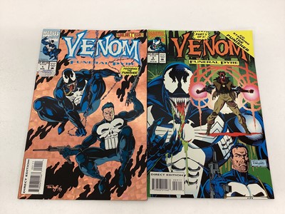 Lot 69 - Marvel Comics Spider-Man issue 1 (1990) Todd McFarlane art. Together with Venom funeral pyre issues 1 and 3 and Spider-Man unlimited issue 2 (1993). (4)