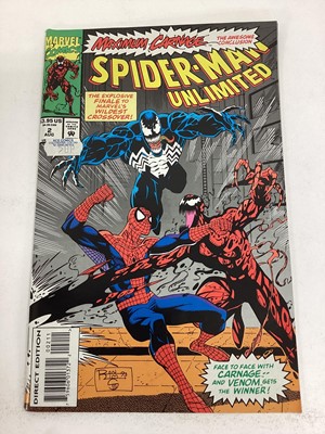 Lot 69 - Marvel Comics Spider-Man issue 1 (1990) Todd McFarlane art. Together with Venom funeral pyre issues 1 and 3 and Spider-Man unlimited issue 2 (1993). (4)