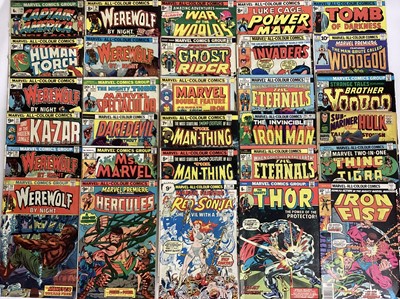 Lot 76 - Box of Marvel comics mostly 1970's. To include Modred the Mystic, Sub-mariner, Hercules, the Champions and many others. Approximately 65 comics.