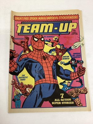 Lot 77 - Marvel comics Hulk weekly comic 1979. Issues 1-5, together with Marvel team up weekly issue 1, Captain American weekly issue 1, Valour weekly issue 1, forces in combat weekly issue 1 and Future ten...