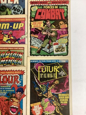 Lot 77 - Marvel comics Hulk weekly comic 1979. Issues 1-5, together with Marvel team up weekly issue 1, Captain American weekly issue 1, Valour weekly issue 1, forces in combat weekly issue 1 and Future ten...