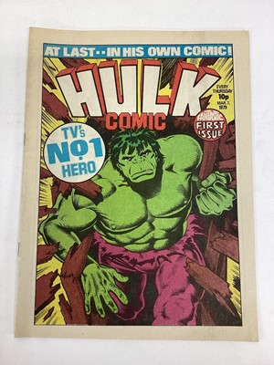 Lot 77 - Marvel comics Hulk weekly comic 1979. Issues 1-5, together with Marvel team up weekly issue 1, Captain American weekly issue 1, Valour weekly issue 1, forces in combat weekly issue 1 and Future ten...