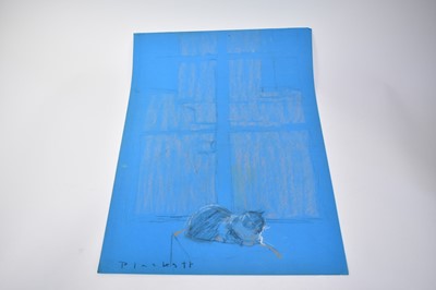 Lot 1110 - Joseph Plaskett (1918-2014) group of eight pastels on paper, cat studies, approximately 66cm x 52cm and smaller, unframed (8)
