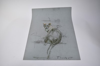 Lot 1110 - Joseph Plaskett (1918-2014) group of eight pastels on paper, cat studies, approximately 66cm x 52cm and smaller, unframed (8)