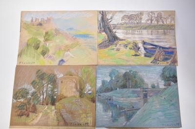 Lot 1112 - Joseph Plaskett (1918-2014) group of ten pastels on paper, French Landscapes, approximately 28cm x 38cm, unframed