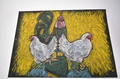 Lot 1113 - Joseph Plaskett (1918-2014) group of three pastels on paper, Still Life Chickens, signed, 55cm x 76cm and smaller, unframed (3)