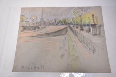 Lot 1119 - Joseph Plaskett (1918-2014) group of nine pastels on paper, Parisian Cityscapes, signed, approximately 50cm x 65cm and smaller, unframed (9)