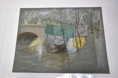 Lot 1119 - Joseph Plaskett (1918-2014) group of nine pastels on paper, Parisian Cityscapes, signed, approximately 50cm x 65cm and smaller, unframed (9)