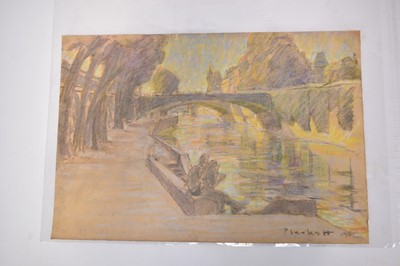 Lot 1128 - Joseph Plaskett (1918-2014) group of nine pastels on paper, Parisian Landscapes , signed, approximately 50cm x 32cm