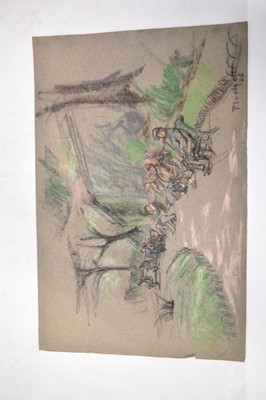 Lot 1130 - Joseph Plaskett (1918-2014) group of seven pastels on paper, assorted subjects, signed, approximately 54cm x 74cm and smaller