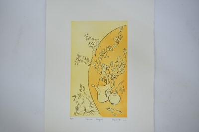 Lot 1131 - Joseph Plaskett (1918-2014) signed etching - Japanese Bouquet, dated 2000, 17/80, 27cm x 16cm, unframed