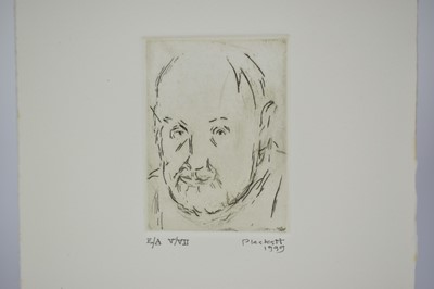 Lot 1133 - Joseph Plaskett (1918-2014) signed etching an aquatint - Self Portrait II, dated 2000, 19/70, 8cm x 6cm, together with another signed self portrait etching (2)