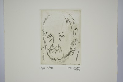 Lot 1133 - Joseph Plaskett (1918-2014) signed etching an aquatint - Self Portrait II, dated 2000, 19/70, 8cm x 6cm, together with another signed self portrait etching (2)