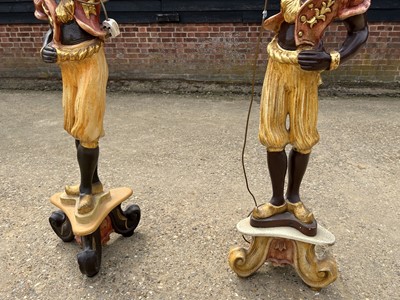 Lot 5 - Pair of blackamore lamps, with seven branches, 190cm high
