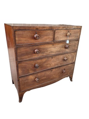 Lot 9 - Regency mahogany chest of two short over three long drawers on bracket feet, 107w x 48d x 106h