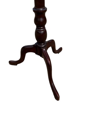 Lot 21 - Antique mahogany wine table, with dished top on tripod base, 34cm diameter