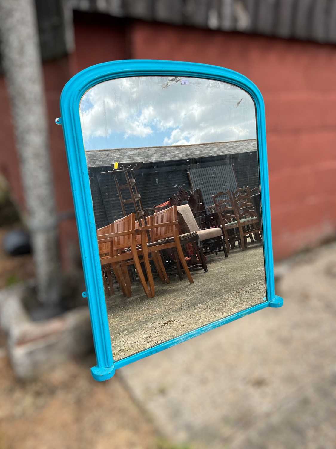 Lot 22 - Victorian painted overmantel mirror, 131 x 112cm, together with a picture frame