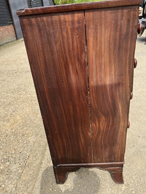Lot 53 - Victorian bow front chest of two short and three long graduated drawers, 97cm wide, 52cm deep, 108cm high