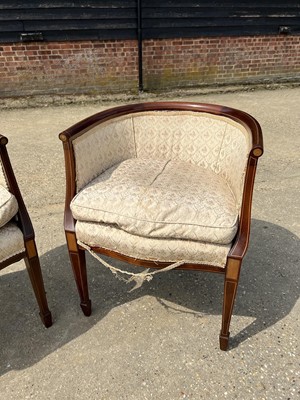 Lot 38 - Pair of Edwardian mahogany and lined tub chairs