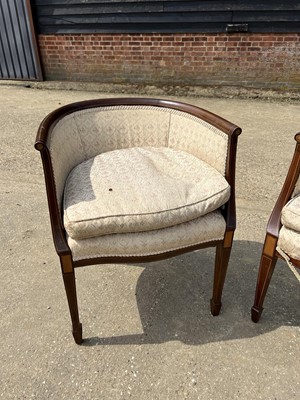 Lot 38 - Pair of Edwardian mahogany and lined tub chairs