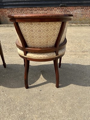 Lot 38 - Pair of Edwardian mahogany and lined tub chairs