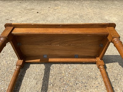 Lot 40 - Blond oak side table 92w x 46d x 74h