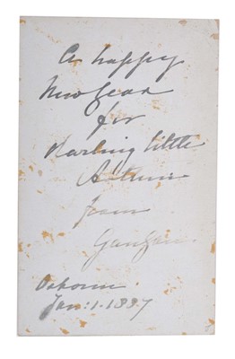 Lot 44 - H.M. Queen Victoria, charming New Year card dated 1887 to her grandson