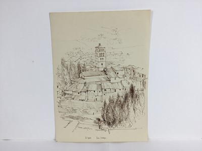 Lot 84 - David Hill (1914-1977), pen and wash 'Peniche 1959' 25 x 34cm, together with other works depicting Pencihe and various other landscape studies in a variety of media (37)
