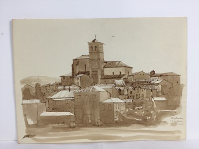 Lot 84 - David Hill (1914-1977), pen and wash 'Peniche 1959' 25 x 34cm, together with other works depicting Pencihe and various other landscape studies in a variety of media (37)