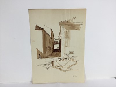 Lot 84 - David Hill (1914-1977), pen and wash 'Peniche 1959' 25 x 34cm, together with other works depicting Pencihe and various other landscape studies in a variety of media (37)