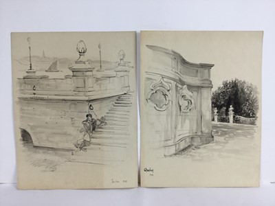 Lot 84 - David Hill (1914-1977), pen and wash 'Peniche 1959' 25 x 34cm, together with other works depicting Pencihe and various other landscape studies in a variety of media (37)