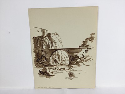 Lot 84 - David Hill (1914-1977), pen and wash 'Peniche 1959' 25 x 34cm, together with other works depicting Pencihe and various other landscape studies in a variety of media (37)