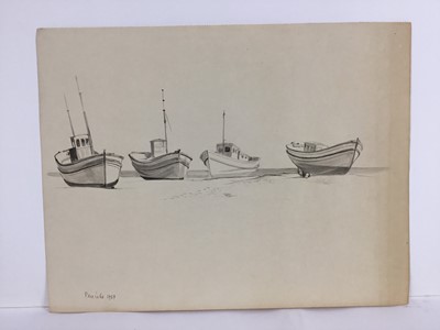 Lot 84 - David Hill (1914-1977), pen and wash 'Peniche 1959' 25 x 34cm, together with other works depicting Pencihe and various other landscape studies in a variety of media (37)