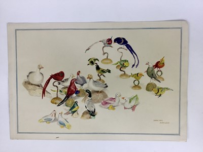 Lot 90 - David Hill (1914-1977), watercolour, Still life with insects, dated 1972, 49 x 60cm, together with two further surrealist still lives by the same hand. (3)