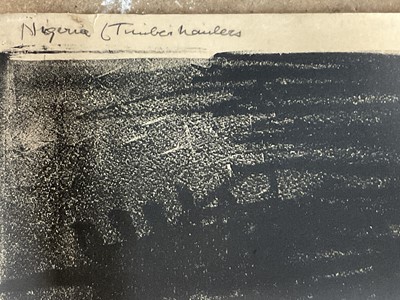 Lot 74 - Gerald Spencer Pryse (1882-1956) black and white lithograph, Scenes of the Empire series - Hauling timber, signed, image 89 x 125cm. NB - Produced for the 1924 British Empire Exhibition, this is a...