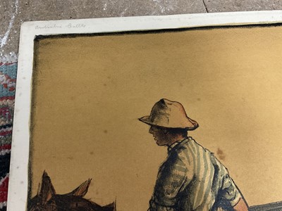 Lot 72 - Gerald Spencer Pryse (1882-1956) black and white lithograph, Scenes of the Empire series - Australian Cattle, signed, titled top left, image 89 x 125cm. NB - Produced for the 1924 British Empire Ex...