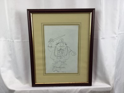 Lot 127 - John Ryan, signed and dated sketch of Captain Pugwash, 24cm x 16cm, framed and glazed