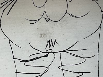 Lot 127 - John Ryan, signed and dated sketch of Captain Pugwash, 24cm x 16cm, framed and glazed