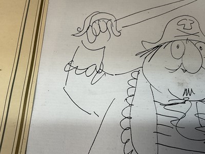 Lot 127 - John Ryan, signed and dated sketch of Captain Pugwash, 24cm x 16cm, framed and glazed