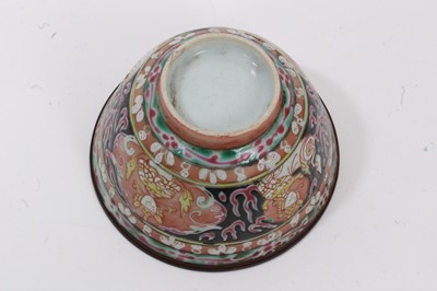 Lot 2 - Three pieces of 19th century Chinese porcelain for the Thai market, including a bowl, jar and footed dish, each piece enamelled, the footed dish measuring 13cm diameter