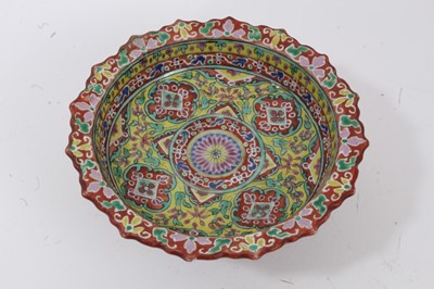 Lot 2 - Three pieces of 19th century Chinese porcelain for the Thai market, including a bowl, jar and footed dish, each piece enamelled, the footed dish measuring 13cm diameter