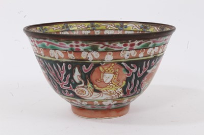 Lot 2 - Three pieces of 19th century Chinese porcelain for the Thai market, including a bowl, jar and footed dish, each piece enamelled, the footed dish measuring 13cm diameter