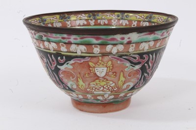 Lot 2 - Three pieces of 19th century Chinese porcelain for the Thai market, including a bowl, jar and footed dish, each piece enamelled, the footed dish measuring 13cm diameter