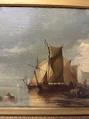 Lot 935 - James Webb (1825-1895) oil on canvas - View of the Island of Marken, Holland, inscribed verso, 30cm x 55cm, in gilt frame 
Provenance: The Dujarden Family, note verso