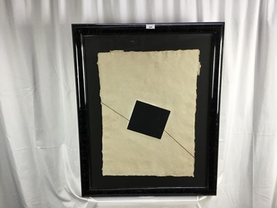 Lot 48 - Contemporary mixed media on handmade paper, Untitled, indistinctly signed, 63cm x 47cm, in glazed frame
